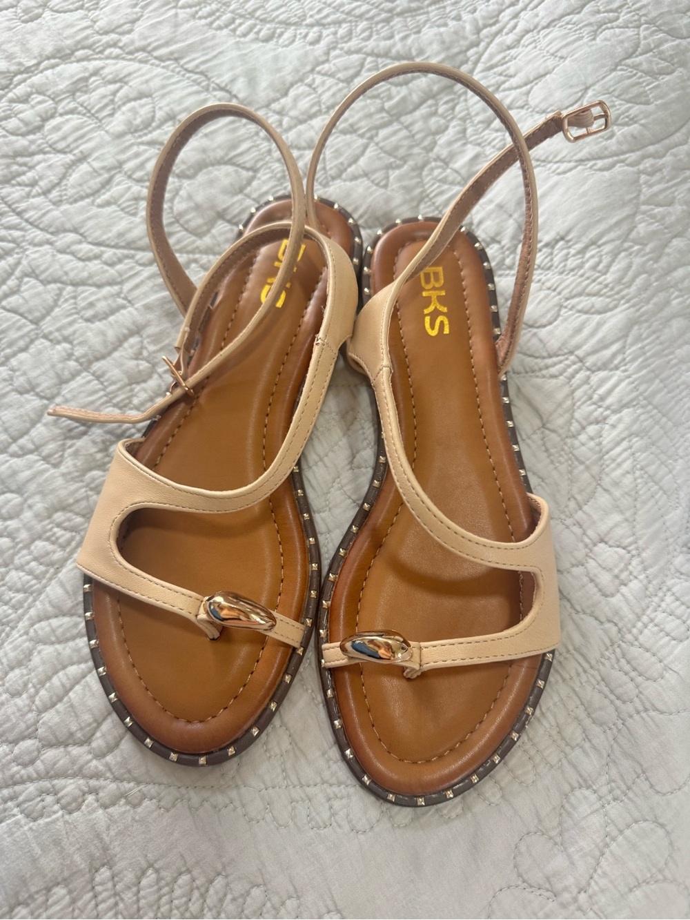 Bakers Beige Stud-Trim Slingback Sandals